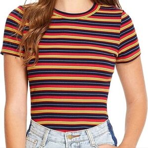 Women's striped short sleeve top size large